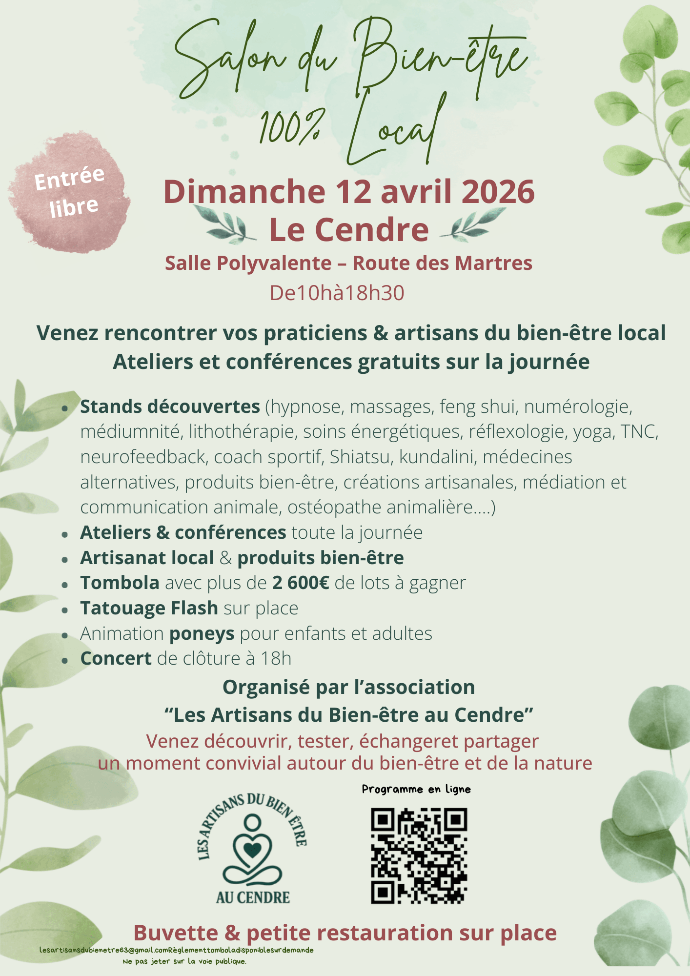 Affiche du salon du bien-être au Cendre près de Clermont-Ferrand le 12 avril 2026