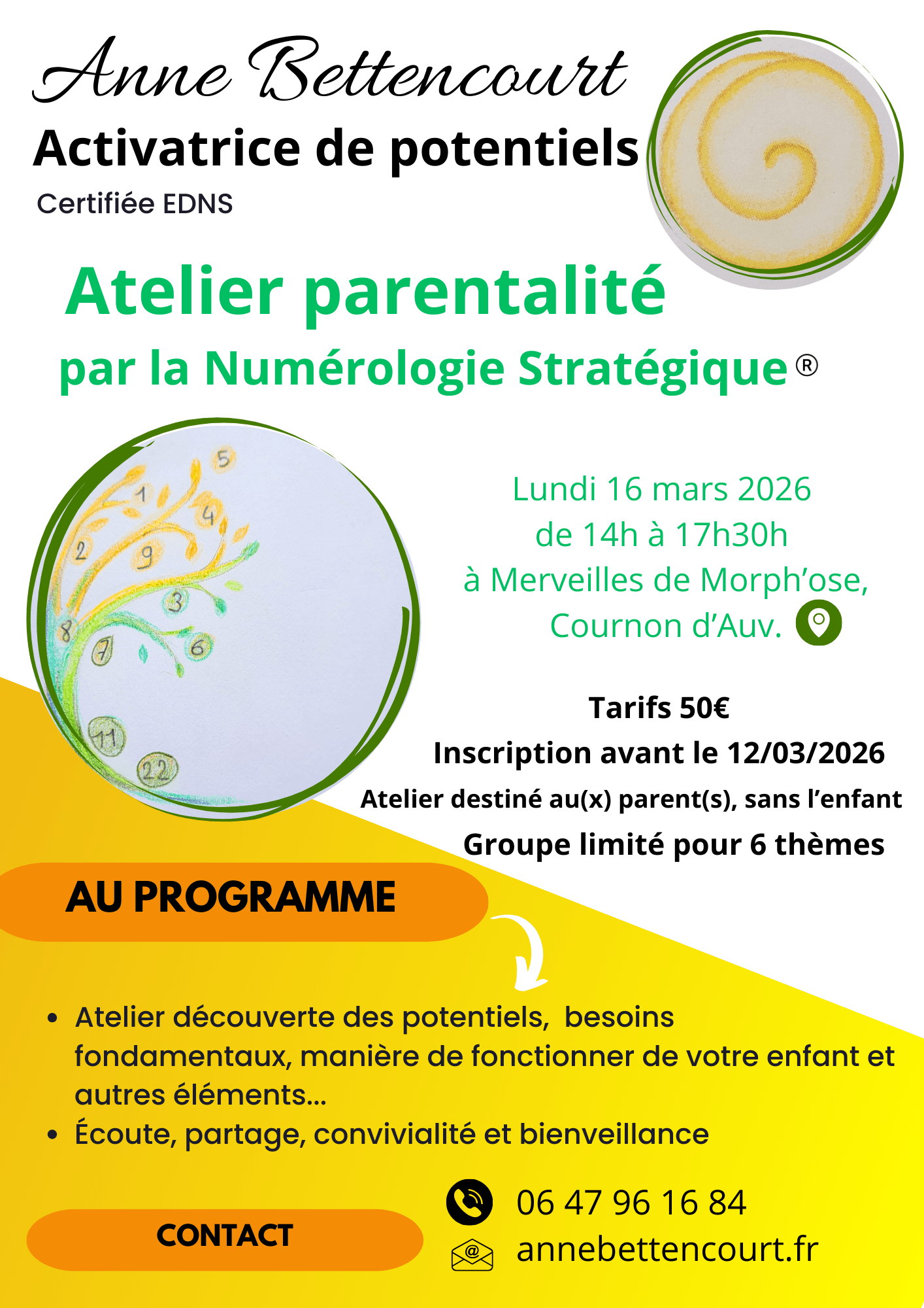 Flyer de l’atelier parentalité à Clermont-Ferrand à Cournon-d’Auvergne le 16 mars 2026